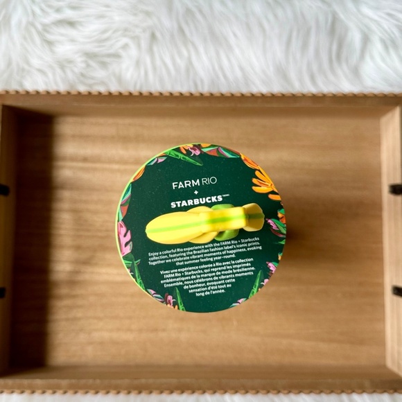 Starbucks x Farm Rio Yellow/Green Tropical Banana Tumbler with Straw Topper 24oz - Picture 5 of 11